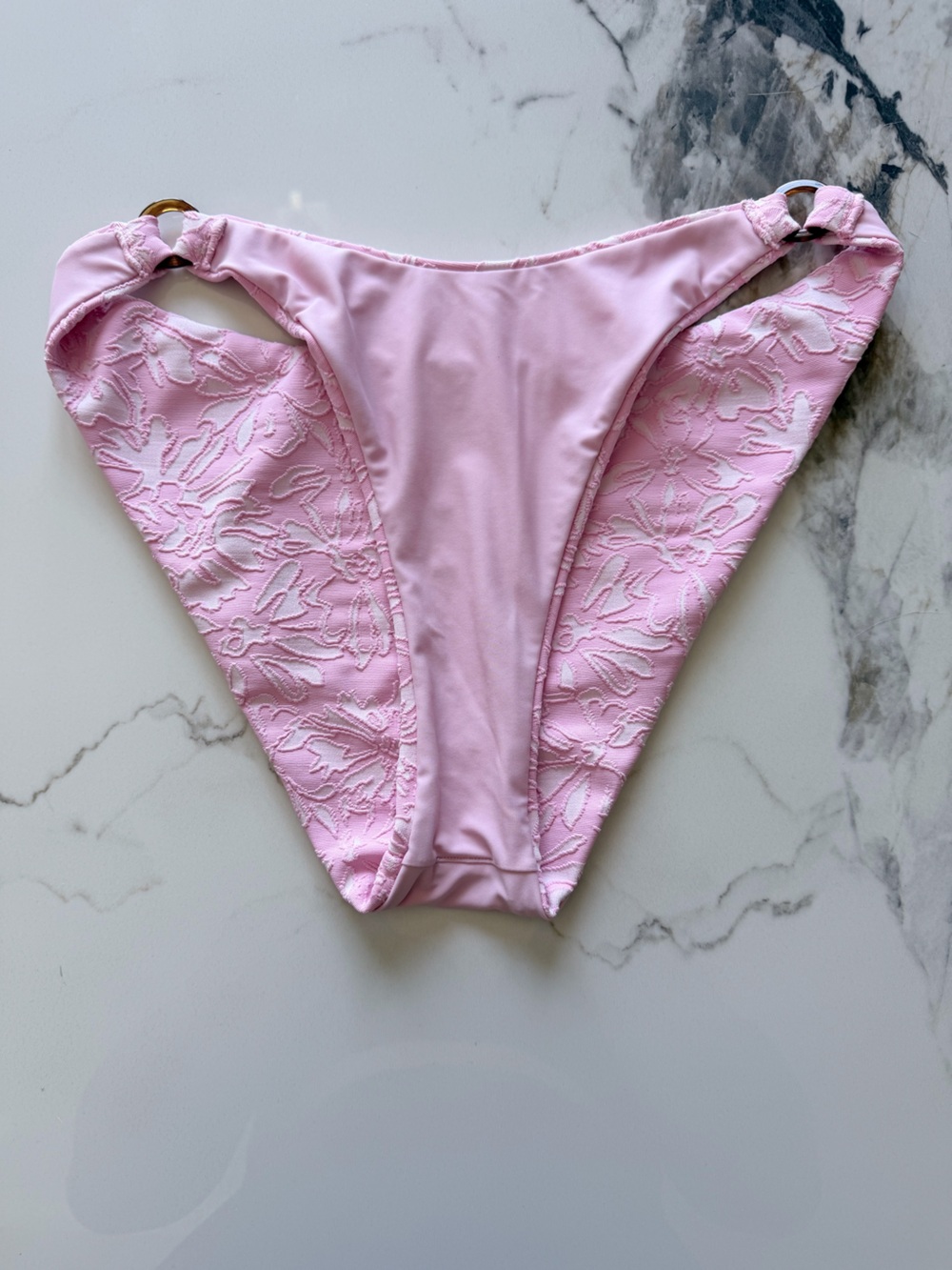Pink Textured O-Ring Bikini Set - Picture 3 of 4